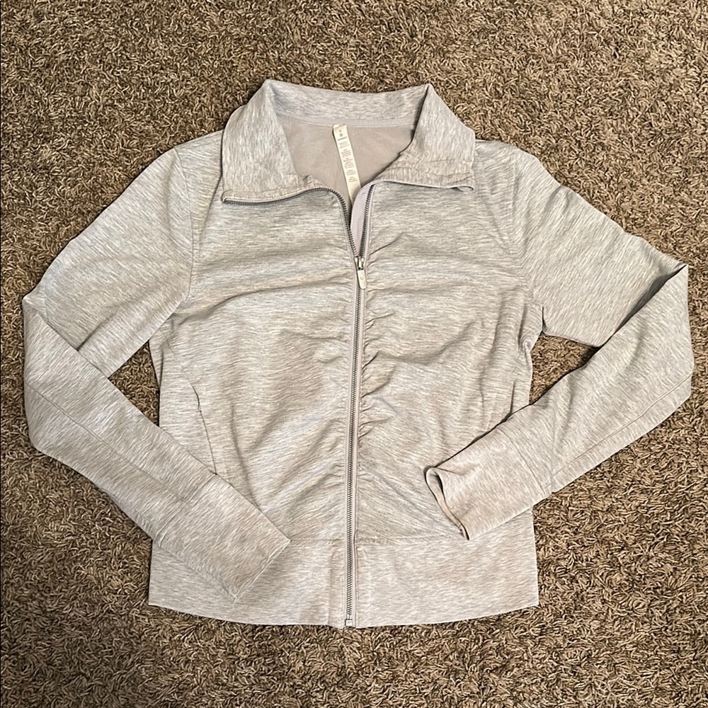 Lululemon Athletica Heather Gather Up Gray Zip-Up Jacket sz 8